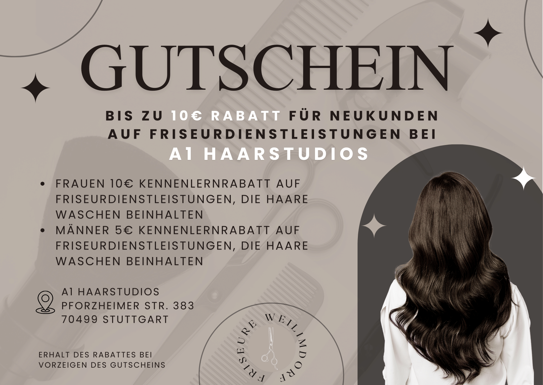 Gutschein Gutschein Friseur Weilimdorf - A1 Haarstudios